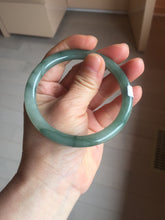 Load image into Gallery viewer, 59.8mm Certified Type A 100% Natural oily dark green(老油青) gray black round cut Jadeite Jade bangle BH110-0696