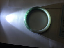 Load image into Gallery viewer, 53.5mm certified 100% natural Type A oily dark green gray black(老油青) half mountain half water (半山半水) oval jadeite jade bangle BS178-0061