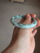 Load image into Gallery viewer, 54mm certified Type A 100% Natural light green with floating green flowers Jadeite Jade bangle AU14-3022