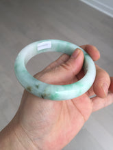Load image into Gallery viewer, 55.8mm certified type A 100% Natural sunny green white flying flowers jadeite jade bangle AX129-5234