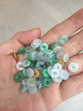 Load image into Gallery viewer, 8.5-9mm 100% Natural type A icy watery sunny green purple yellow safe and sound donut jadeite Jade dangling earring group BQ39