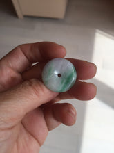 Load image into Gallery viewer, 23.5/4.9mm Type A 100% Natural green white Jadeite Jade Safety Guardian Button donuts Pendant BP115