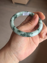 Load image into Gallery viewer, 54mm certified Type A 100% Natural light green with floating green flowers Jadeite Jade bangle AU14-3022