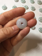 Load image into Gallery viewer, 15-19mm Type A 100% Natural light green purple white Jadeite Safety Guardian Button donuts pendant PH48 Add on item.
