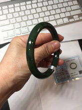 Load image into Gallery viewer, 60.2mm certified 100% Natural dark green/black round cut nephrite (碧玉) bangle HN173-9134