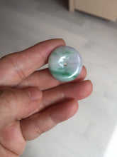 Load image into Gallery viewer, 23.5/4.9mm Type A 100% Natural green white Jadeite Jade Safety Guardian Button donuts Pendant BP115