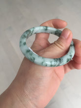 Load image into Gallery viewer, 54mm certified Type A 100% Natural light green with floating green flowers Jadeite Jade bangle AU14-3022