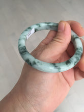 Load image into Gallery viewer, 54mm certified Type A 100% Natural light green with floating green flowers Jadeite Jade bangle AU14-3022