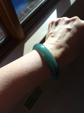 Load image into Gallery viewer, 51.3mm Certified Type A 100% Natural Light Green/Blue/Gray With Flying Snow Guatemala Jadeite Bangle PH264-1248