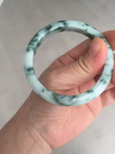 Load image into Gallery viewer, 54mm certified Type A 100% Natural light green with floating green flowers Jadeite Jade bangle AU14-3022