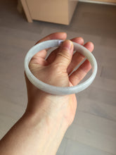 Load image into Gallery viewer, 74.9mm certified Type A 100% Natural light green white plus size flat style Jadeite Jade bangle BG214-5429