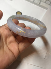 Load image into Gallery viewer, 58.5mm Certified 100% Natural type A icy watery green/light purple carved and golden-painted Jadeite Jade bangle PC72-(0855)