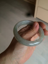 Load image into Gallery viewer, 53.5mm certified 100% natural Type A icy watery green/gray jadeite jade bangle AF86-0223