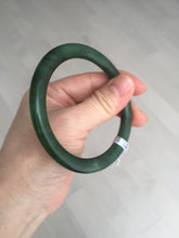 Load image into Gallery viewer, 57.2mm 100% Natural dark green(碧玉) round cut nephrite Jade bangle HF88