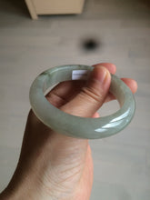 Load image into Gallery viewer, 53.5mm certified 100% natural Type A icy watery green/gray jadeite jade bangle AF86-0223