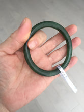 Load image into Gallery viewer, 57.2mm 100% Natural dark green(碧玉) round cut nephrite Jade bangle HF88
