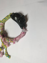 Load image into Gallery viewer, 100% Natural 3 d dark green black lounging cat woven thread nephrite bracelet HT131