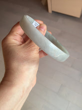 Load image into Gallery viewer, 76.7mm certified Type A 100% Natural light green white plus size flat style Jadeite Jade bangle BG213-5430