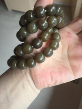Load image into Gallery viewer, 100% Natural 12x11mm dark sugar brown black gray(糖料) vintage style nephrite Jade bead bracelet HF82