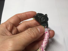 Load image into Gallery viewer, 100% Natural 3 d dark green black lounging cat woven thread nephrite bracelet HT131