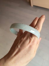 Load image into Gallery viewer, 76.7mm certified Type A 100% Natural light green white plus size flat style Jadeite Jade bangle BG213-5430