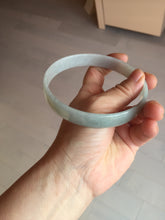 Load image into Gallery viewer, 76.7mm certified Type A 100% Natural light green white plus size flat style Jadeite Jade bangle BG213-5430