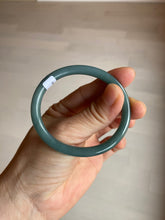 Load image into Gallery viewer, 48mm Certified Type A 100% Natural deep sea green/blue/gray/white oval round cut Guatemala Jadeite bangle KS95-2468