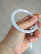 Load image into Gallery viewer, 55.5mm 100% natural Type A icy watery light purple white slim round cut jadeite jade bangle BM106-4527