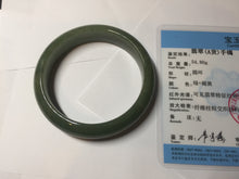 Load image into Gallery viewer, 56mm certified 100% natural Type A oliy dark green(油青) brown jadeite jade bangle BS101-4047