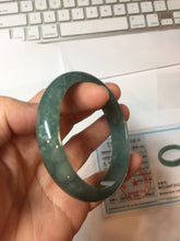 Load image into Gallery viewer, 55.8mm Certified Type A 100% Natural Light Green/Blue/Gray With Flying Snow Guatemala Jadeite Bangle PH265-1247