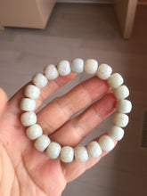 Load image into Gallery viewer, 10x8mm 100% Natural beige white brown vintage style flying dandelions Osmanthus fragrans cake(桂花糕) nephrite Jade bead bracelet HT133