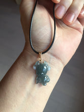 Load image into Gallery viewer, 100% natural type A icy watery light green blue gray Guatemala jadeite little Calf Pendant to the Heart pendant PE28
