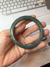 Load image into Gallery viewer, 55.8mm Certified Type A 100% Natural Light Green/Blue/Gray With Flying Snow Guatemala Jadeite Bangle PH265-1247