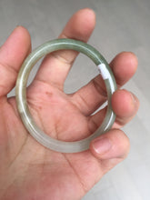 Load image into Gallery viewer, 48mm certified 100% natural Type A icy watery green/brown/gray slim oval jadeite jade bangle BL111-9436