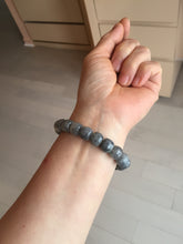 Load image into Gallery viewer, 9/10mm 100% Natural icy black sesame paste(冰芝麻糊青花) vintage style nephrite Jade bead bracelet group HN31