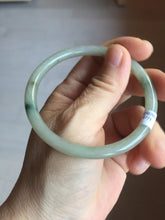 Load image into Gallery viewer, 56mm Certified Type A 100% Natural sunny green/black/gray with dark green floating flowers slim round cut Jadeite bangle PD78-5771