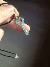 Load image into Gallery viewer, 100% natural type A icy watery light green blue gray Guatemala jadeite Key to the Heart pendant PE27