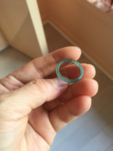 Load image into Gallery viewer, 16.7mm Size 6 1/4 100% natural type A icy watery dark green blue black gray Guatemala jadeite band ring group PE129