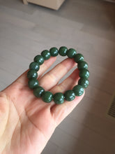Load image into Gallery viewer, 100% Natural 10.8/12mm dark green/gray/black vintage style Jade (碧玉)bead bracelet group HT132