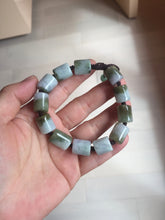 Load image into Gallery viewer, 54–66mm 100% Natural Type A Dark Green, White, Lavender & Gray Jadeite Cylinder Bead Bracelet PC243