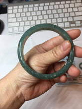 Load image into Gallery viewer, 61.4mm Certified Type A 100% Natural Light Green/Blue/Gray With Flying Snow Guatemala Jadeite Bangle PH266-1243