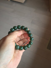 Load image into Gallery viewer, 100% Natural 10.8/12mm dark green/gray/black vintage style Jade (碧玉)bead bracelet group HT132