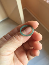 Load image into Gallery viewer, 16.7mm Size 6 1/4 100% natural type A icy watery dark green blue black gray Guatemala jadeite band ring group PE129