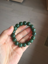 Load image into Gallery viewer, 100% Natural 10.8/12mm dark green/gray/black vintage style Jade (碧玉)bead bracelet group HT132