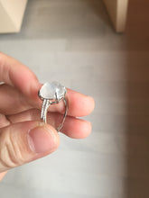 Load image into Gallery viewer, 100% Natural icy white clear ShuiMo Jade(水沫玉,foam of the water, quartzite) ring XY106