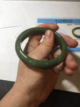 Load image into Gallery viewer, 56mm certified 100% natural Type A oliy dark green(油青) brown jadeite jade bangle BS101-4047