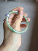 Load image into Gallery viewer, 56mm Certified Type A 100% Natural sunny green/black/gray with dark green floating flowers slim round cut Jadeite bangle PD77-5764