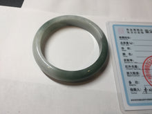 Load image into Gallery viewer, 55.5mm certified 100% natural Type A oily dark green gray black(老油青) half mountain half water (半山半水) oval jadeite jade bangle BS179-0065