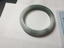 Load image into Gallery viewer, 55.5mm certified 100% natural Type A oily dark green gray black(老油青) half mountain half water (半山半水) oval jadeite jade bangle BS179-0065