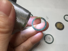 Load image into Gallery viewer, Size5 100% natural type A icy watery light green/blue/yellow/gray skinny Guatemala jadeite jade slim band ring AR105